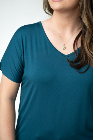 Teal V-Neck Top