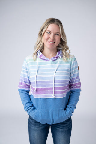 Ombre Stripe and Blue Hoodie