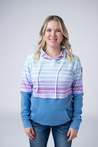 Ombre Stripe and Blue Hoodie