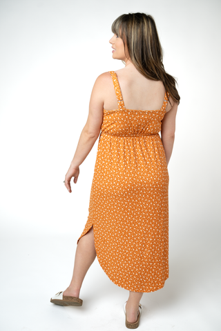 Fall Floral Ribbed Midi Dress - Made in the USA
