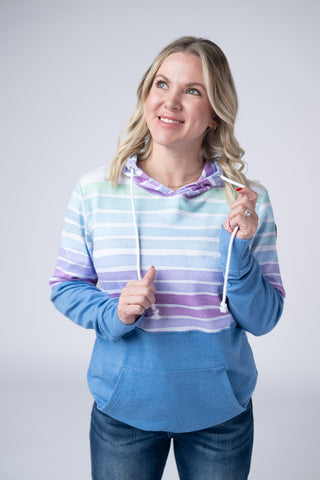 Ombre Stripe and Blue Hoodie