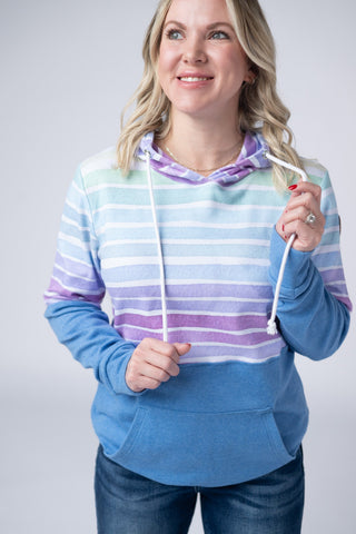 Ombre Stripe and Blue Hoodie