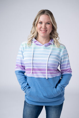 Ombre Stripe and Blue Hoodie