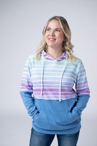 Ombre Stripe and Blue Hoodie