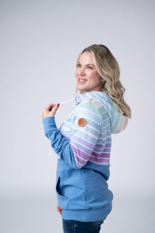 Ombre Stripe and Blue Hoodie