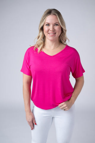 Hot Pink V-Neck Top