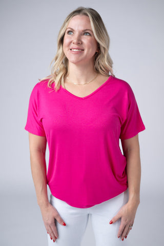 Hot Pink V-Neck Top