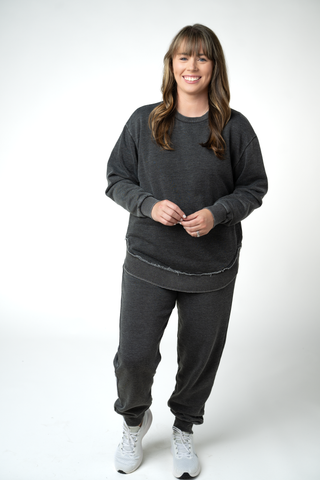 Black Vintage Wash Pullover