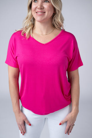 Hot Pink V-Neck Top