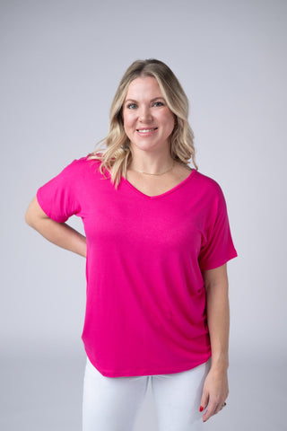 Hot Pink V-Neck Top