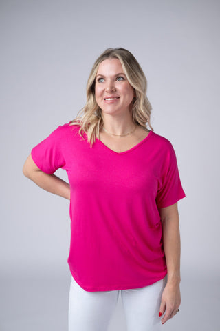 Hot Pink V-Neck Top