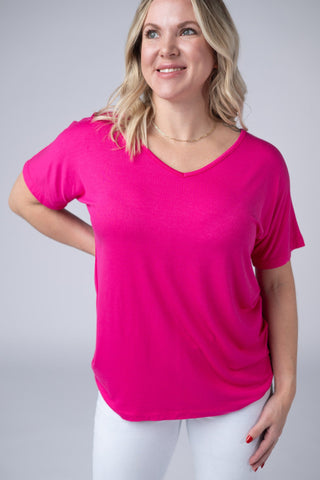 Hot Pink V-Neck Top