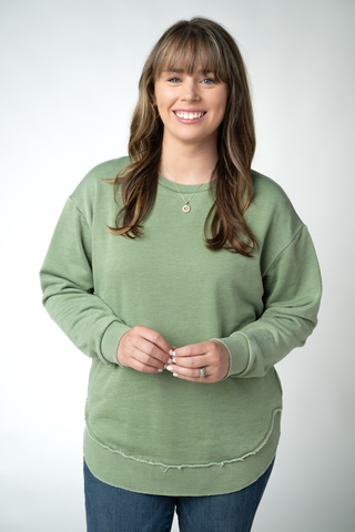 Olive Vintage Wash Pullover