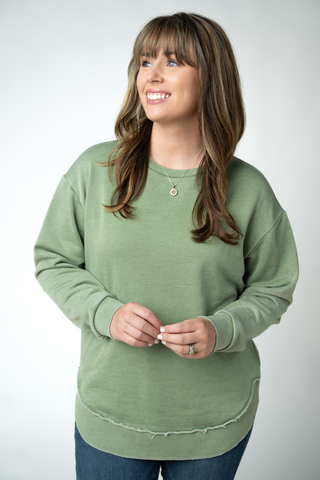 Olive Vintage Wash Pullover