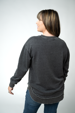 Black Vintage Wash Pullover