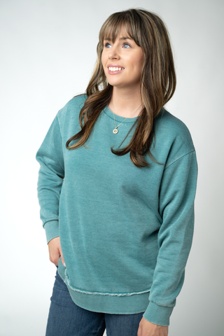 Teal Vintage Wash Pullover