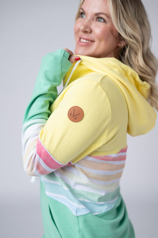 Rainbow Stripe Color Block Full Zip Hoodie