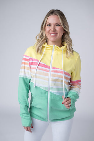 Rainbow Stripe Color Block Full Zip Hoodie