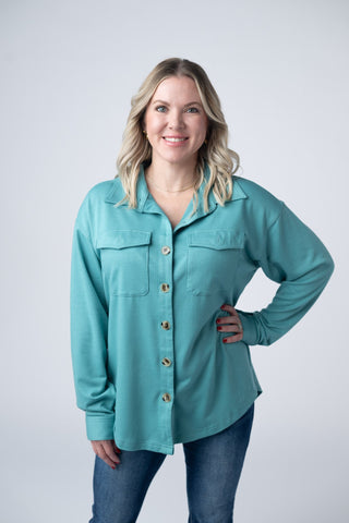 Teal Button Down Top