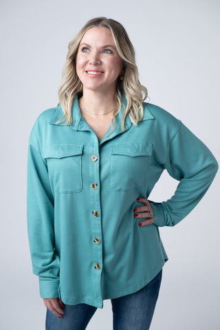 Teal Button Down Top