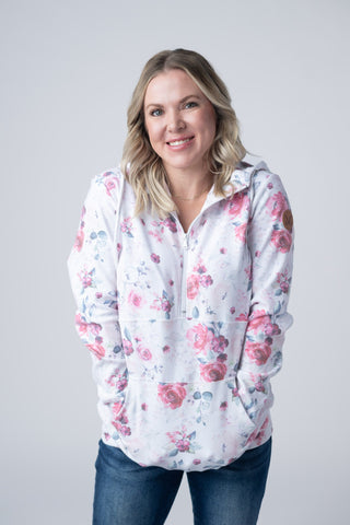 Pink Bloom Half Zip Hoodie