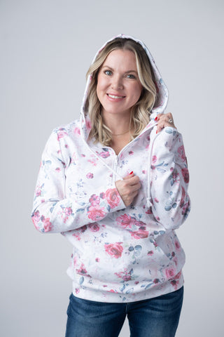 Pink Bloom Half Zip Hoodie