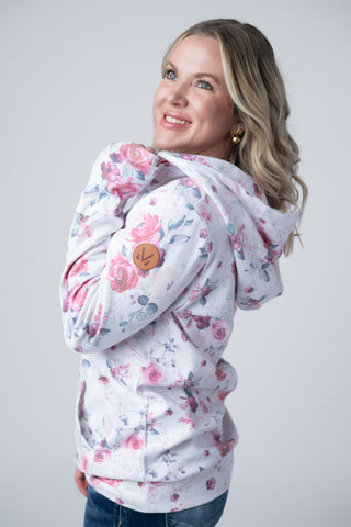 Pink Bloom Half Zip Hoodie