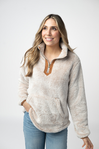 Camel 1/4 Zip Sherpa Pullover
