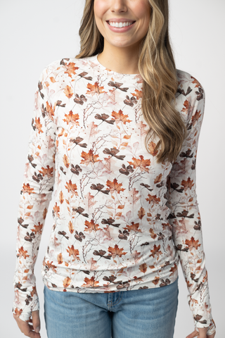 Fall Foliage Long Sleeve Top w/ Thumbholes