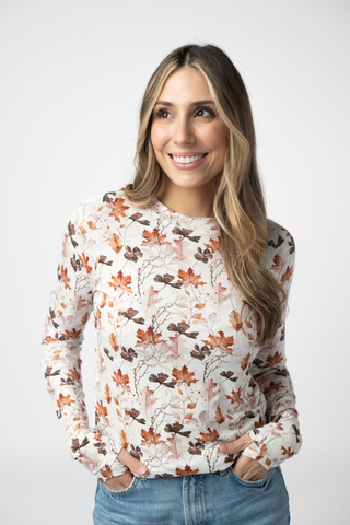Fall Foliage Long Sleeve Top w/ Thumbholes