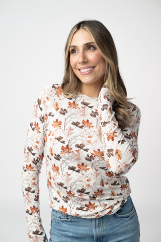 Fall Foliage Long Sleeve Top w/ Thumbholes