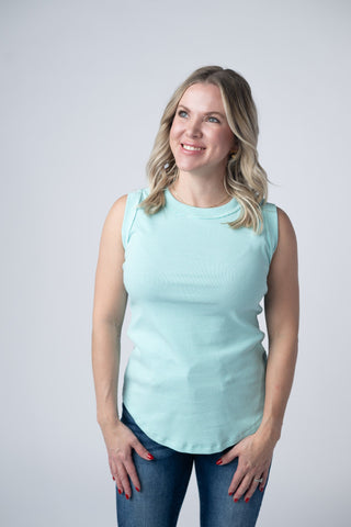 Turquoise Micro Striped Tank