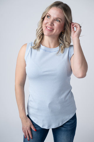 Periwinkle Micro Striped Tank