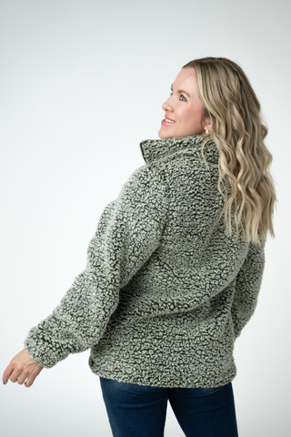 Olive Full Zip Sherpa