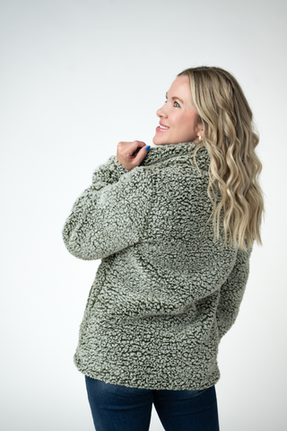 Olive Full Zip Sherpa