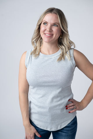 Grey Micro Striped Tank