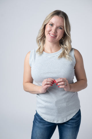 Grey Micro Striped Tank