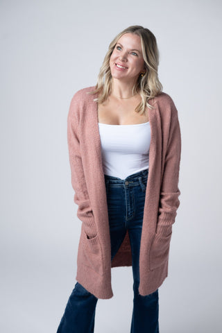 Dusty Rose Cozy Cardigan