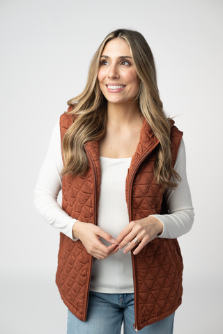 Rust Geometric Hooded Vest