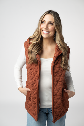 Rust Geometric Hooded Vest