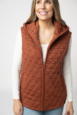 Rust Geometric Hooded Vest