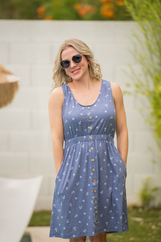 Nautical Navy Button Dress