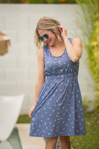 Nautical Navy Button Dress