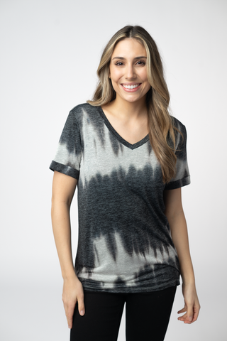 Midnight & White Ombre Relaxed Fit V-Neck
