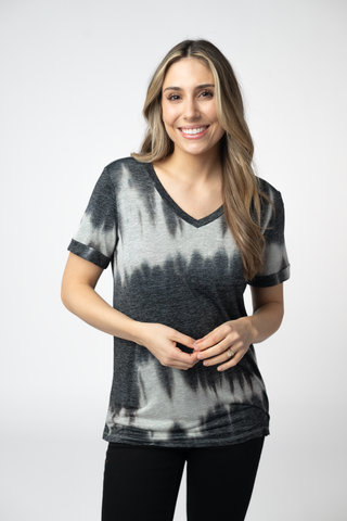Midnight & White Ombre Relaxed Fit V-Neck