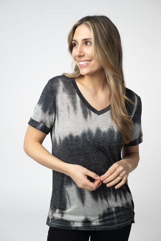 Midnight & White Ombre Relaxed Fit V-Neck