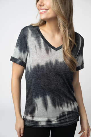 Midnight & White Ombre Relaxed Fit V-Neck