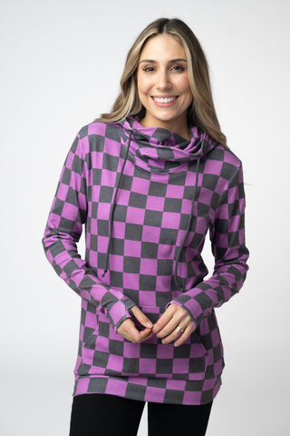 Purple & Black Checker Hoodie
