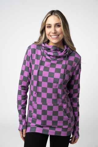 Purple & Black Checker Hoodie