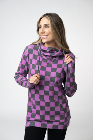 Purple & Black Checker Hoodie